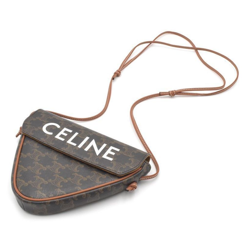 Celine Triangle Calfskin Triomphe Shoulder Bag Tan - image 4
